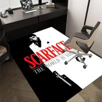 1pc Scarface The World Is Yours Home Office, Durable Polyester Floor Mat with Easy, Office Decor, Urban Style, Nonslip Backing 60cm by 90cm