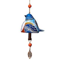 Cute Bird Wind Chime Resin Bird Bell Wind Chimes Hanging Rustic Wind Chime for Wall Window Door Housewarming Gift mėlyna