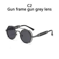 2022 New Metal Steampunk Sunglasses Men Women Fashion Round Glasses Bran age Sun Glasses High Quality Oculos de sol SHOW AS PICTURE
