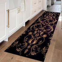 Barokinis Karališkas Kilimas Juodas Violetinis Auksinis Kilimas Elegantiškas Ornamentinis Raštas Prabangus Koridoriaus Takelis Namų Dekoras 40X120CM brown