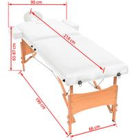 2 Zone Folding Massage Table 10 cm Seat Padding White