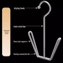 Multi-Functional Stainless Steel U-Shaped Shoe Rack for Outdoor Drying, Windproof Slipper Hanger with Hook
