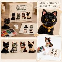 3D Karoliukų Gyvūnų Pasidaryk Pats Rinkinys Katės Serija Apima Karoliukus, Siūlus ir Įrankius Rankų Darbo Karoliukinių Kačių Figūrėlėms Kūrybos Projektų Rinkinys One Size balta