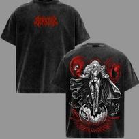 Griffith Berserk Anime T-shirt Vintage Y2k Washed Oversized T Shirt Men Clothing Summer O-Neck Short Sleeve Cotton Tops S