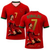 Portugalijos įkvėpti CR7 gerbėjų marškinėliai Futbolo legendos grafiniai marškinėliai Unisex Mada Kvėpuojanti tinklinė medžiaga Futbolo dovanos V formos iškirptės marškinėliai XXS red