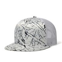 Outdoor Breathable Mesh Flat Brim Baseball Cap Hip Hop Men Digital Printed Adjustable Trucker Hat Women Casual Snapback Dad Hats white