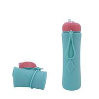 Leak Proof Folding Water Cup Portable Collapsible Water Cups Foldable Silicone Water Bottle  Hiking mėlyna