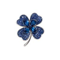 Elegant Four Leaf Clover Brooch for Women Suit Accessories High Quality Fashion Jewelry Pin with Crystal Embellishments for Clothing Decoration one size mėlyna