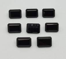 Natural Black Onyx Emerald Cut Cabochon | Rectangle Flat Back Gemstone | Loose Black Onyx Stone for Ring Making 6x8mm juoda