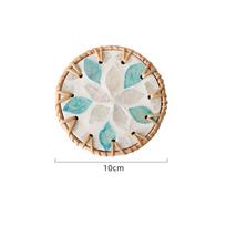 10cm Seashell Cup Mat Round Coaster Table Decoration Rattan Shell Cup Mat  Dining Table Style E