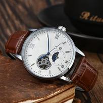 Vyriškas laikrodis, Visiškai automatinis mechaninis laikrodis, Vyriškas laikrodis, Vandeniui atsparus dirželis, Tourbillon laikrodis gray