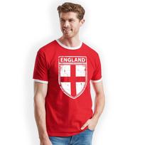 England Shield Home Nations Badge Print Ringer T-Shirt Birthday Gift Size S- 3XL 3XL