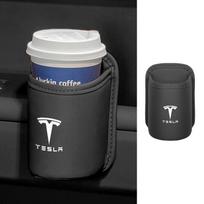 DHKOR1 Car Seatback Water Cup Holder For Tesla Model 3 Model S X Model Y Juniper Leather Car Door Storage Box Phone Beverage Holder