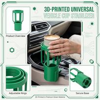 3D Printed Car Cup Holder Stabilizer Universal Fit Adjustable Size Vehicle Drink Cup Stand Holder with Multi-Directional Shock Absorption Support One Size