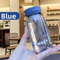 Transparent Water Cup with Tea Strainer Reusable Plastic Cup New Portable Drink Bottle  Outdoor mėlyna
