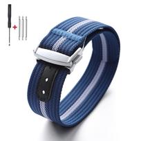 Canvas Nylon Watch Strap 20mm for Omega for Swatch MoonSwatch for Seiko Women's Men's Sport Waterproof Folding Buckle Watchband 20mm&Silver Buckle