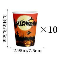 One-off Halloween Dinnerware Kit, Pumpkin Pattern Plate Cup Pack, Holiday Tabletop Decor Accessories 10pcs