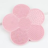 Silicone Cleaning Mat Flower-Shaped with Suction Cups for Makeup Brushes & Tools Non-Slip Wash Mat for Bathroom Sink Counter rožinė