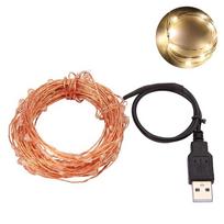 5/10 m USB LED vandeniui atspari viela vario styginių lempučių girliandos dekoravimo fėja 5m 50LEDs šilta balta spalva
