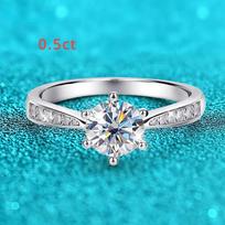 Tikras 0,5-3CT moissanite vestuvinis žiedas moterims, sidabrinis apvalus briliantinis deimantinis sužadėtuvių žiedas, dovana 5.5