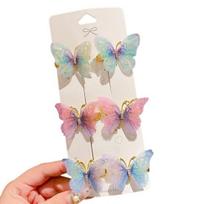 6Pcs Butterflies Decor Hair Clip Rhinestone Embellished Girl Princess Hair Pin Animal Shape Hair Pin Hair Accessories E white