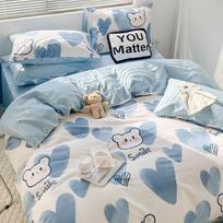 Keturių dalių rinkinys iš skalbto medvilnės, paklodė, antklodės užvalkalas, trijų dalių rinkinys bendrabučiui, viengulė patalynė. 1.2m bed gray