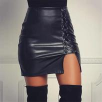 2024 Euro-American Style High Waist Slit Skirt for Women S juoda