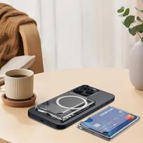 Skaidrus magnetinis telefono kortelių dėklas galinis dangtelis iPhone 12 skirtas Magsafe skirtas Samsung Xiaomi Huawei skirtas asmens tapatybės kortelei banko kortelei brown