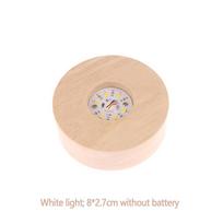Baterijomis maitinamas 8/10 cm apvalus medinis LED šviesos ekranas, stovas, laikiklis, stalo naktinio apšvietimo pagrindas, stiklo meno papuošalai 8*2.7cm balta