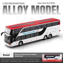 1/50 Dėlės Vaikams Dviaukštis Autobusas Imitacija Lydinio Modelis Tolimojo Reiso Autobusas Verslo Autobusas Žaislinis Automobilis Dovana Ornamentas balta