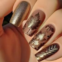Maple Leaf Thanksgiving Press On Nail Medium Square Matte Nail Art Decoration 24pcs False Nail for Party and Daily Use 1