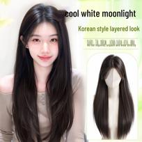 Women's Black Long Straight Hairpiece: Enhances Hair Volume, Covers White Hair, and Provides Full Head Coverage.