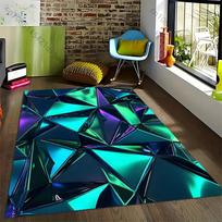 3D Poligono Spausdintas Kilimas Svetainei Miegamajam Lovos Šonui Vonios Kambariui Grindų Kilimėlis Plotinis Kilimėlis Sofos Kilimėlis Namų Dekoras Didelis Dydis 40cm x 60cm blue
