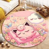 1 vnt. Pokemon Jigglypuff spaudinio apvalus kilimas svetainei, miegamajam, stalui ir kėdei, sofai, vaikų kambariui dekoratyvinis kilimėlis Potdemiel 60cm
