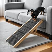 Pawaboo 2025 Version Amped Pet Ramp Pet Height No Wooden Up to 15KG Weight Easy to Easy for Senior Pet Reduces Strain on Legs and Natural Wood Color ruda