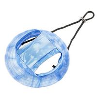 Naminių gyvūnų skrybėlaitė nuo saulės su raišteliu, reguliuojama, dažyta tie-dye, džinsinė, kvėpuojanti, apsauganti nuo saulės, su angomis ausims šunims ir katėms S mėlyna