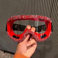 2026 Rhinestone Embellished Sports Goggles Skiing Snowboarding Mountain Climbing Windproof Dustproof Protective Hip Hop Eyewear