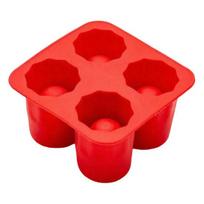 Silicone Ice Cube Mold Hollow Ice Cup Tray Thick Slow Melting Ice Maker for Coffee Cocktails Cold raudona