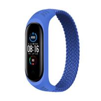 Laikrodžio apyrankės vienos kilpos pakeitimas nailoniniu pintu elastiniu laikrodžio dirželiu, skirtas Xiaomi Mi Band 3/4/5/6/NFC mėlyna