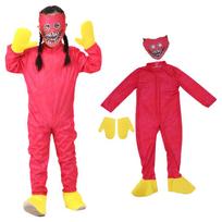 Poppy Play Kostiumas Huggy Wuggy Kissy Missy Cosplay Kombinezonas su Kaukę, Helovino Siaubo Žaidimo Apranga Berniukams Mergaitėms Height (100-110cm) raudona