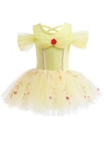 Belle Girl Princess Ballet Tutu Dress for Toddler Little Girls Ballerina Dance Costume Outfit Dancewear with Tulle Skirt Yellow 100