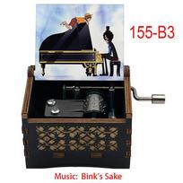 Vintage Anime Bink's Sake Music Box Hand Crank Wooden Musical Gift for Friends Family Festival Party Home Office Decoration (as the picture,Small)