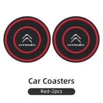 YIKNY1 Silicone Double Ring Car Cup Mat Anti-Slip Insert For Citroen C4 C3 C5 C1 C2 Berlingo Celysee Cactus Picasso Aircross Saxo Grand