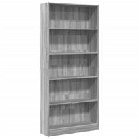 Bookshelf Gray Sonoma 31.5 x 9.4 x 69.3 in (80 x 24 x 176 cm) Particleboard