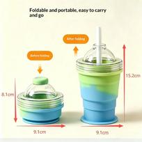 Portable and Durable Silicone Ice Hockey Cup with Straw for Sports Enthusiasts Travel-Friendly C