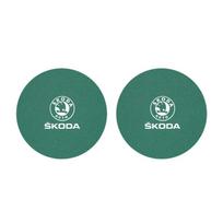BAVI8 Skoda Octavia Kodiaq RS Special Car Cup Holder Pad 2 Pack Dustproof Abrasion Resistant Turned Fur Coaster for All Skoda Models žalia