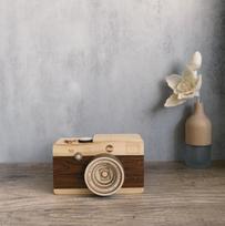 Wooden Music Box Camera Model Long Style Mechanical Movement Decorative Wooden Music Box with Wind-Up Mechanism and Detailed Design One Size