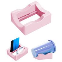 Silicone Coffee Cup Cradle Tumbler Holder Tray With Scraper Built-in Slot Crafting Vinyl Decals For Mug Beer Can Glass Bottle rožinė