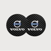 bjh7 2Pcs Carbon Fiber Coaster Car Water Cup Anti-slip Pad Mat Auto Interior For Volvo Rdesign XC60 XC90 V50 XC40 V70 S90 V60 V40 S60