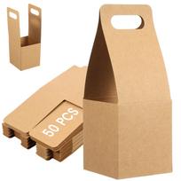 50Pcs Paper Drink Cup Carrier with Handle for Hot or Cold Coffee Tea Portable Beverage Carrier Cup Holder Drinks Takeout Cafe